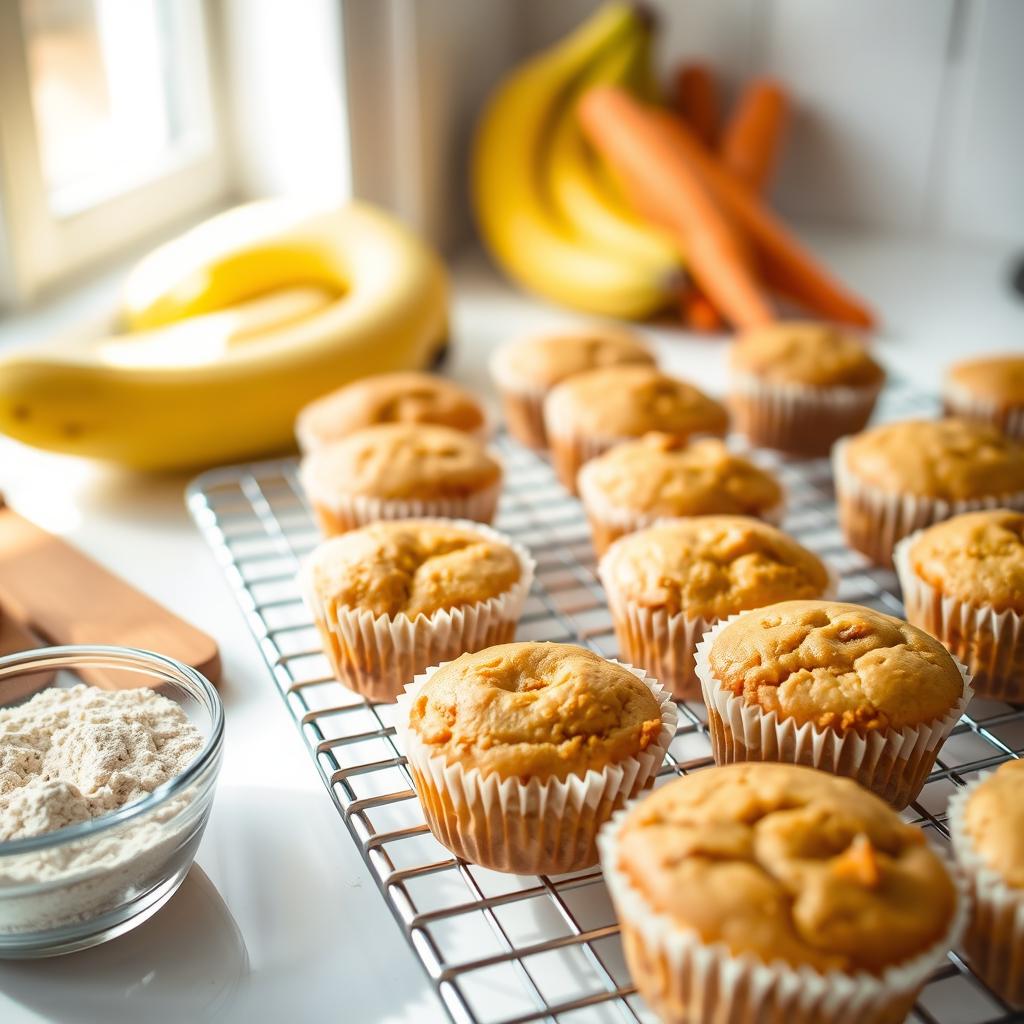 Healthy Bite-Sized Muffins Packed with Banana or Carrot Flavor